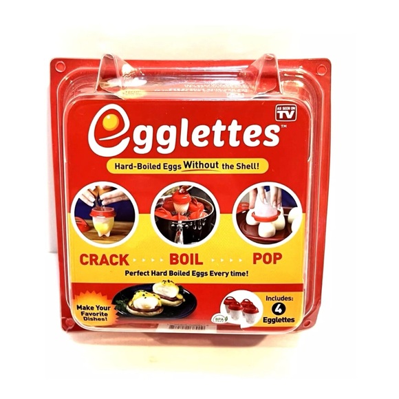 EGGLETTES Egg Cooker - Hard Boiled Eggs without the Shell, 4 Egg Cups - Picture 1 of 17